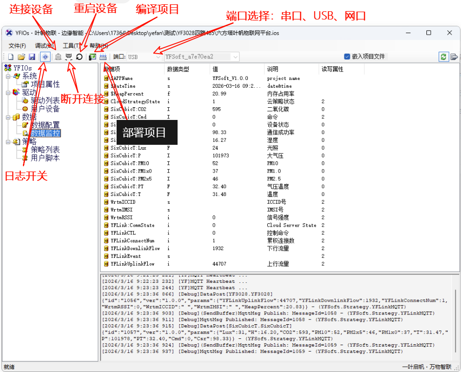 YFIOs·边缘智能软件主界面
